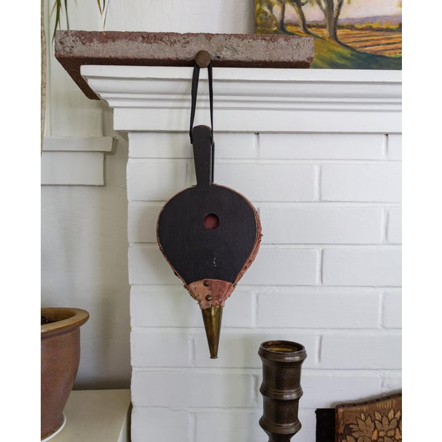 Wood 19th Century American Federal Painted Fireplace Bellows With Bronze Foliage For Sale - Image 7 of 11