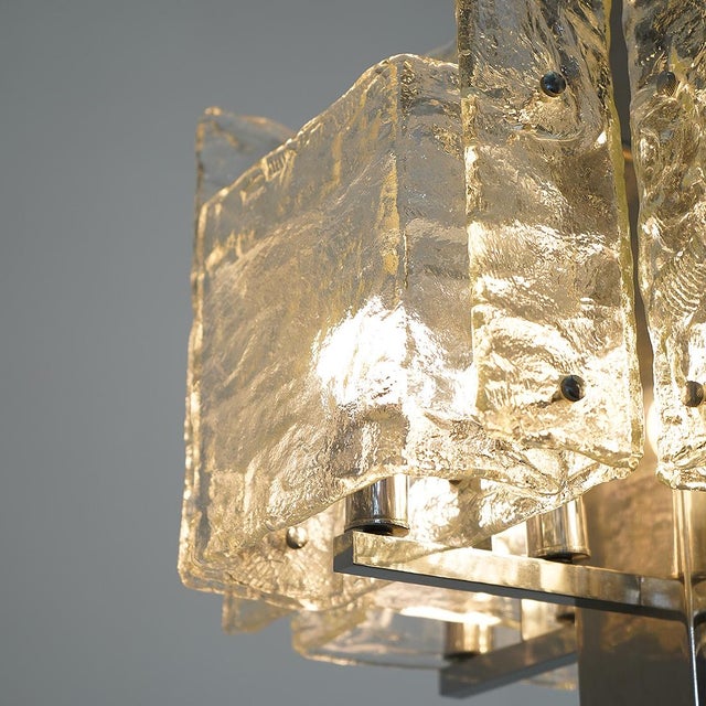 Vintage Chandelier in Chromed Metal and Glass, 1970s For Sale - Image 8 of 16