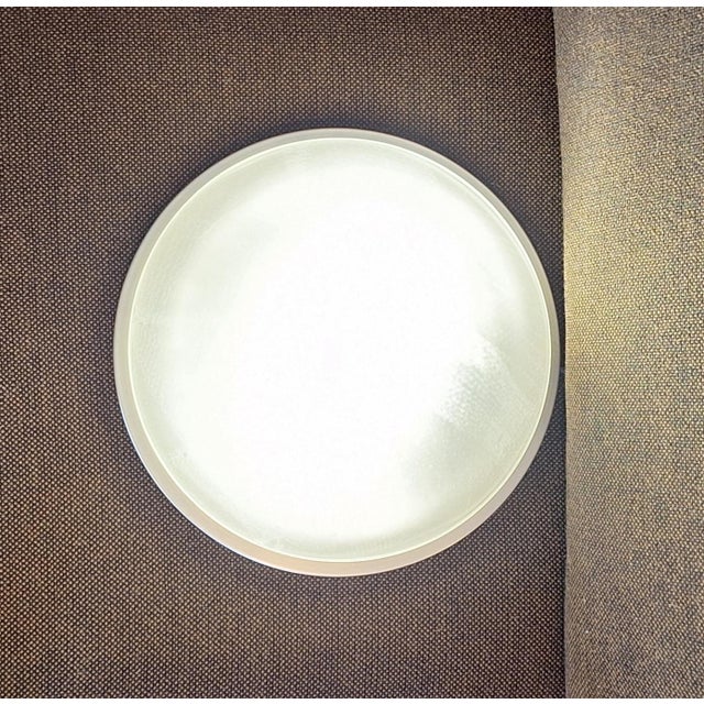 Vintage Ceiling Lamp with Stainless Steel Frame and White Mottled Glass Shade by Putzler, 2000s For Sale - Image 3 of 9