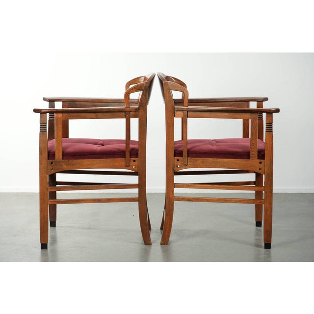 Art Nouveau / Jugendstil Dining Chairs with Red Fabric Upholstery from Schuitema, Set of 2 For Sale - Image 4 of 15
