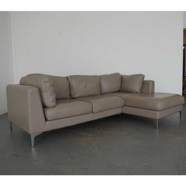 Design Within Reach Albert Leather Sofa With Chaise For Sale In Austin - Image 6 of 12