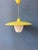 Yellow Mid-Century Modern Opaline Glass Pendant Lamp with Yellow Metal Shade For Sale - Image 8 of 13