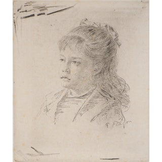 Paul Adolphe Rajon, Female Portrait, Original Signed Etching For Sale