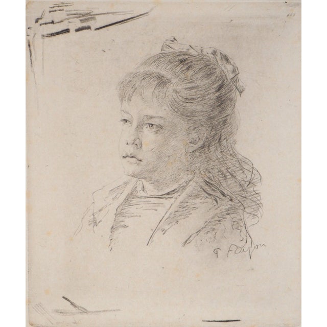 Paul Adolphe Rajon, Female Portrait, Original Signed Etching For Sale