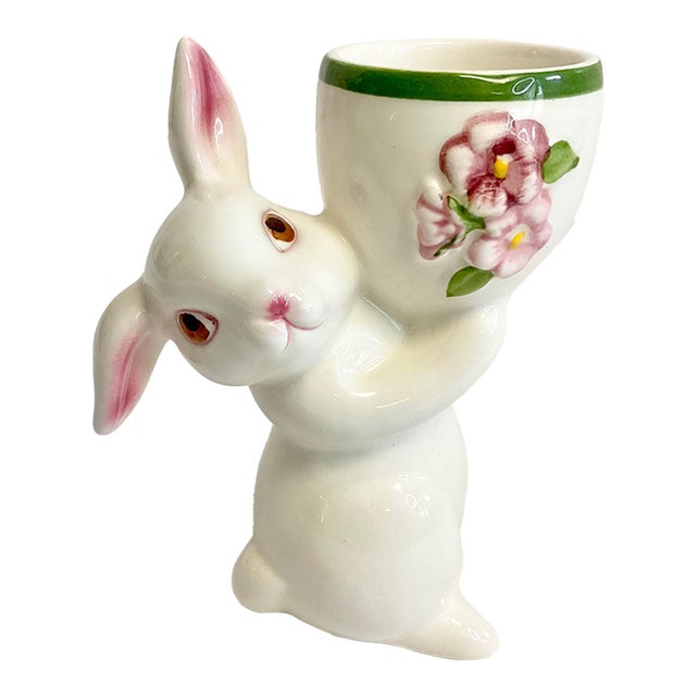 1981 Vintage Whimsical Boho Chic Bunny Egg Cup - Easter For Sale
