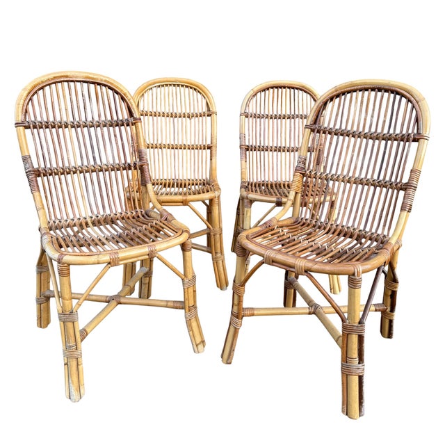 Vintage Rattan Chairs, 1960s, Set of 4 For Sale - Image 4 of 11