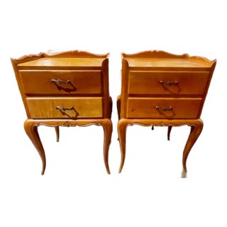 Pair of Early 20th C. French Provincial Fruitwood Nightstands For Sale