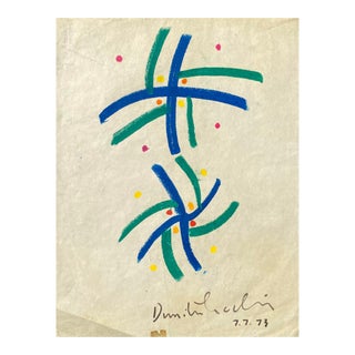 1973 Dimitri Grachis Abstract Oil Pastel For Sale
