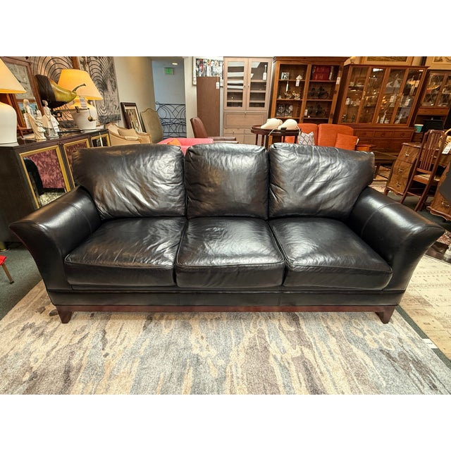 Design Plus Gallery presents the Keeler Sofa from Stickley. The sofa is made in the brands smooth, fine black leather...