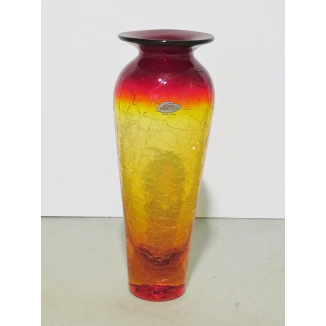 Mid 20th Century Blenko Crackle Glass Amberina Vase For Sale In Philadelphia - Image 6 of 6
