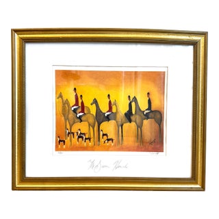 Vintage Signed Jonathan Hallgrey Limited-Edition Equestrian Print, the Seven Hunters, 1997 For Sale