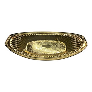 Vintage Gold Bread Tray or Cookies or Crackers For Sale