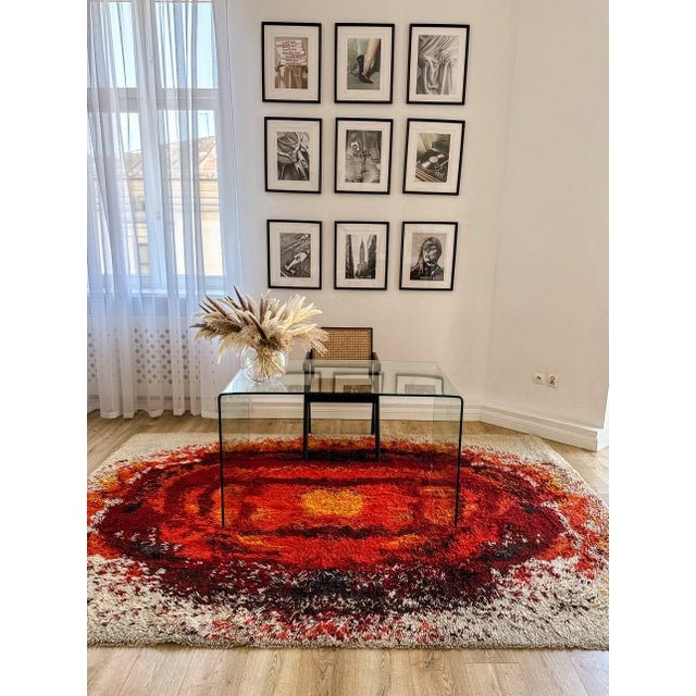 Large Polish Flame Shag Rug by Zakłady Tkanin Dekoracyjnych Welur, Kietrz, 1970s For Sale - Image 9 of 18