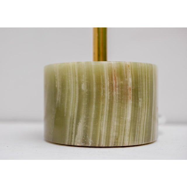 Chartreuse Mid-Century Modern Italian Onyx and Brass Table Lamps, Set of 2 For Sale - Image 8 of 13