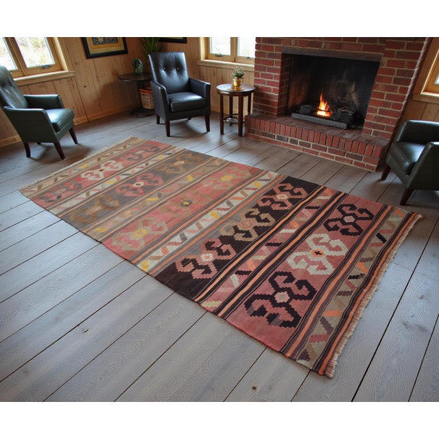 Traditional Vintage Anatolian Kars Kilim Area Rug - 5′2″ × 11′ For Sale - Image 3 of 17