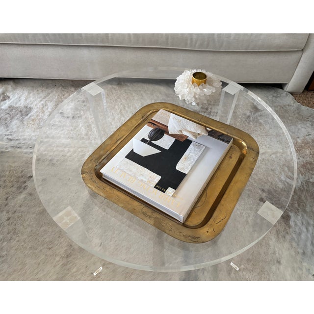 Large Mid-Century Modern Solid Brass Square Wheat Engraved Tray - Signed For Sale In Little Rock - Image 6 of 17