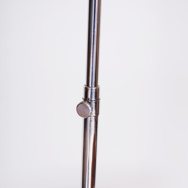 Bauhaus Adjustable Floor Lamp in Walnut and Chrome attributed to R. Slezák, Czech, 1930s For Sale - Image 4 of 13