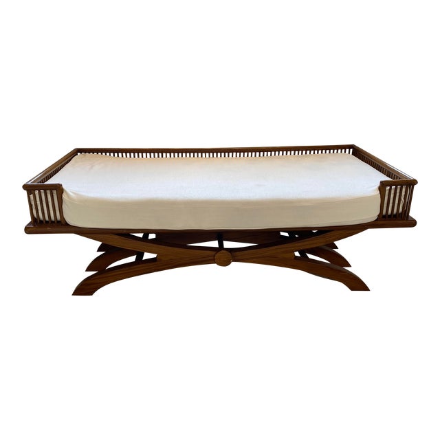 1980s Vintage Wood Daybed With Cushion For Sale