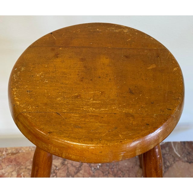 Brown Vintage Handmade Wood Counter Stool For Sale - Image 8 of 10