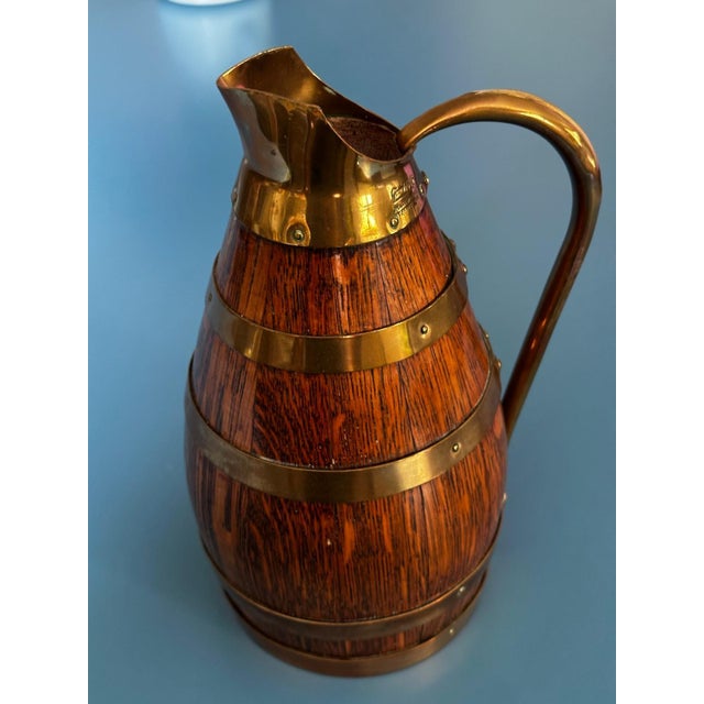 Oak and Brass Pitcher by Gérard Lafitte, France, 1950s For Sale - Image 11 of 17
