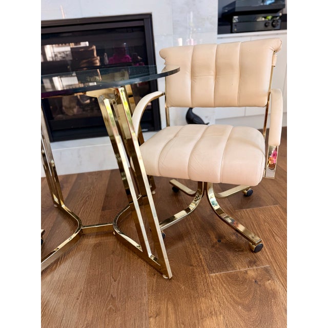 Cal-Style Vintage Cal-Style Brass & Glass 4-Piece Dining Set For Sale - Image 4 of 13