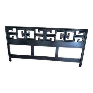 Ebonized Chinoiserie Hollywood Regency King Headboard For Sale