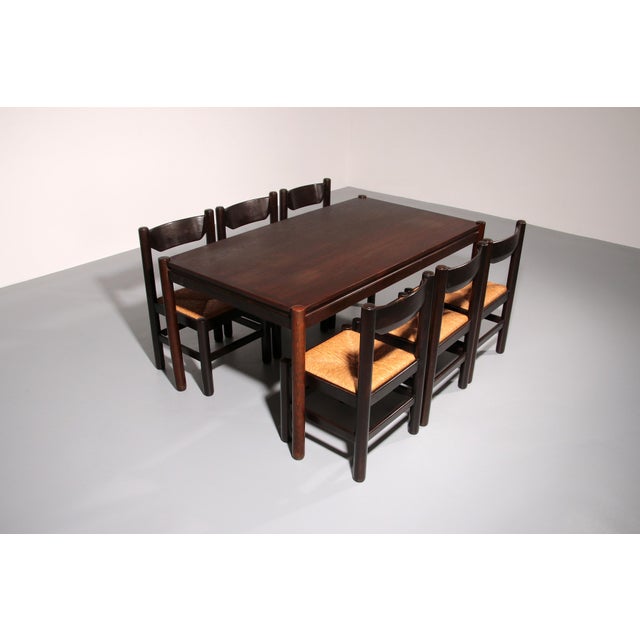 Tan Dining Table and Chairs by Vico Magistretti, 1970, Set of 7 For Sale - Image 8 of 16