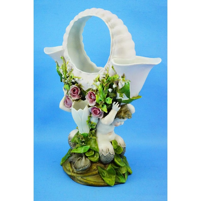Ceramic 19th Century Porcelain Vase with Barbotine Tritons by Richard Eckert & Co. Volkstedt Rudolstadt, Germany, 1890s For Sale - Image 7 of 18