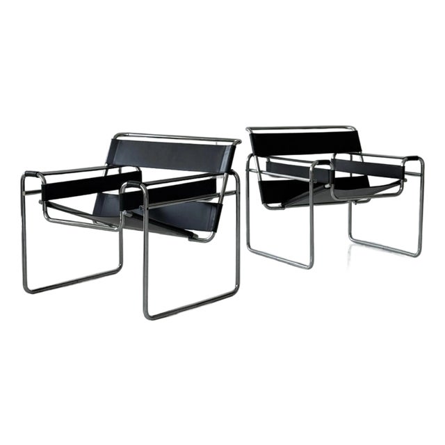 1970s Wassily Chairs by Marcel Breuer for Gavina- Set of 2 For Sale