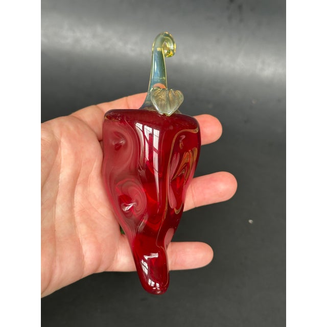 Glass Hand Blown Glass Red and Green Pepper Vegetable Figurines For Sale - Image 7 of 12