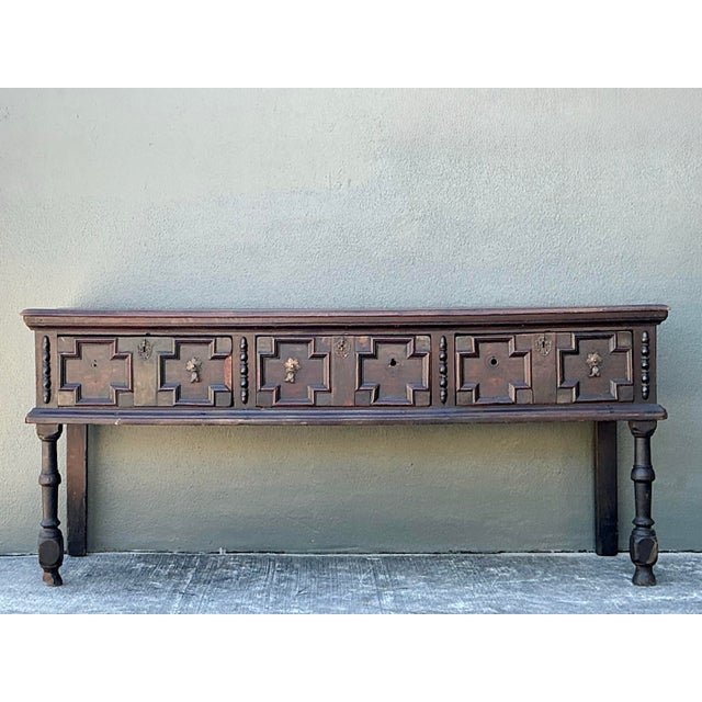 Vintage 18th Century Carved Jacobean Console Table For Sale - Image 10 of 12