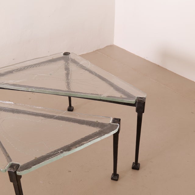 Triangular Lothar Klute Set of Tables, 1980s, Set of 2 For Sale - Image 4 of 12