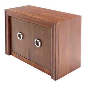 Art Deco Mid Century Modern Double Door Large Hardware Walnut Server Cabinet