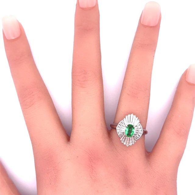 0.72 Carat Brazilian Green Paraiba Diamond Platinum Halo Ring, Gia Certified, Size 8.75 For Sale In Los Angeles - Image 6 of 7