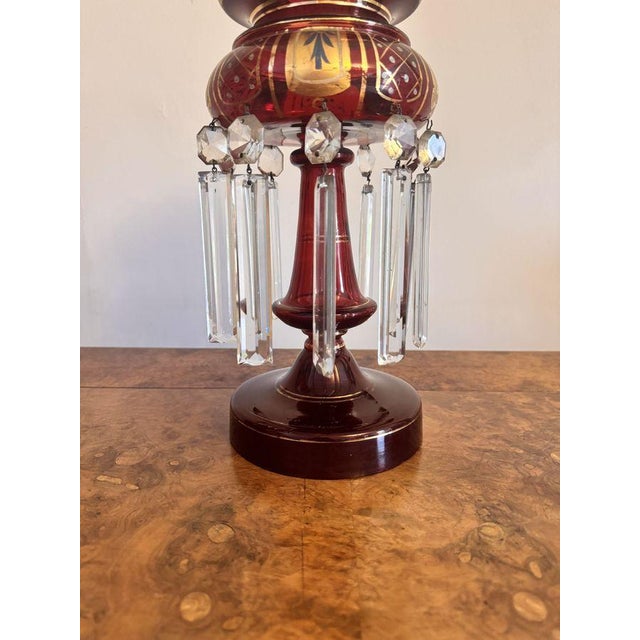 Large Antique Victorian Ruby Glass Lustre, 1860s For Sale - Image 4 of 7