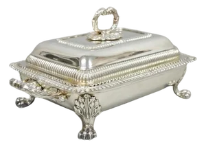 Antique English Regency Georgian Silver Plated Covered Chafing Serving Dish