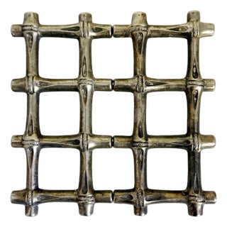 1970s Italian Bamboo Silverplate Trivet For Sale