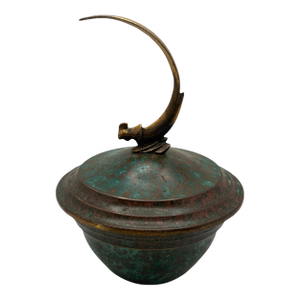 1930s Carl Sorensen Art Deco Style Bronze Covered Bowl With Bird Finial Lid