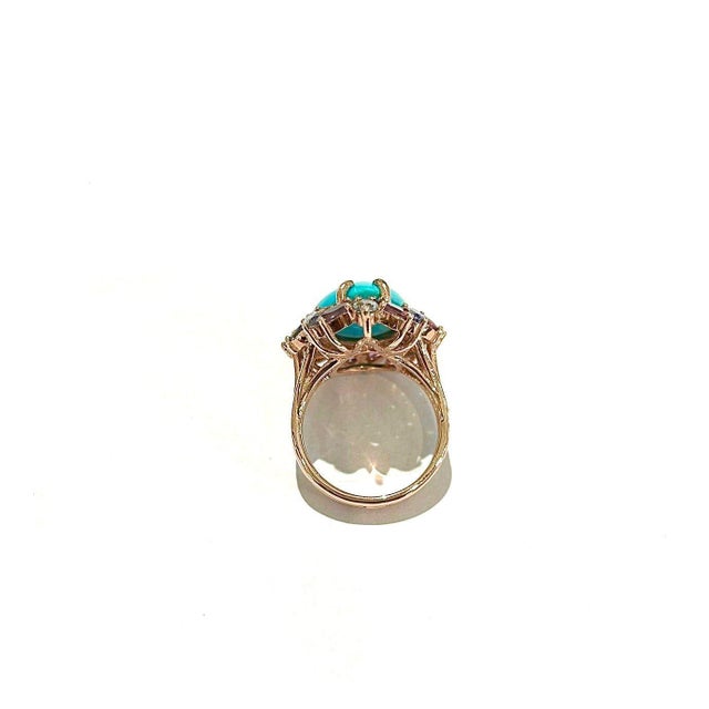 2000 - 2009 Bochic "Capri" Vintage Turquoise & Tanzanite Ring Set In 18K White Gold & Silver For Sale - Image 5 of 18