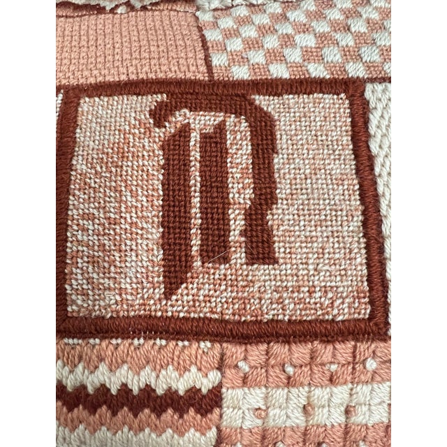Vintage Geometric Needlepoint Pillow For Sale - Image 4 of 11