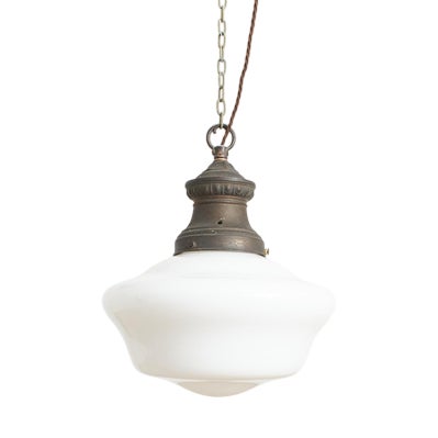 Vintage Opaline Glass Pendant Light, 1920s For Sale