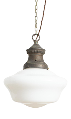 Vintage Opaline Glass Pendant Light, 1920s