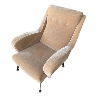 Authentic 1940s Italian Chairs, Mohair Fabric For Sale