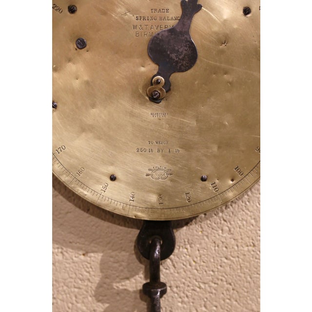 Metal Mid-19th Century English Iron and Copper Hanging Trade Spring Balance For Sale - Image 7 of 13