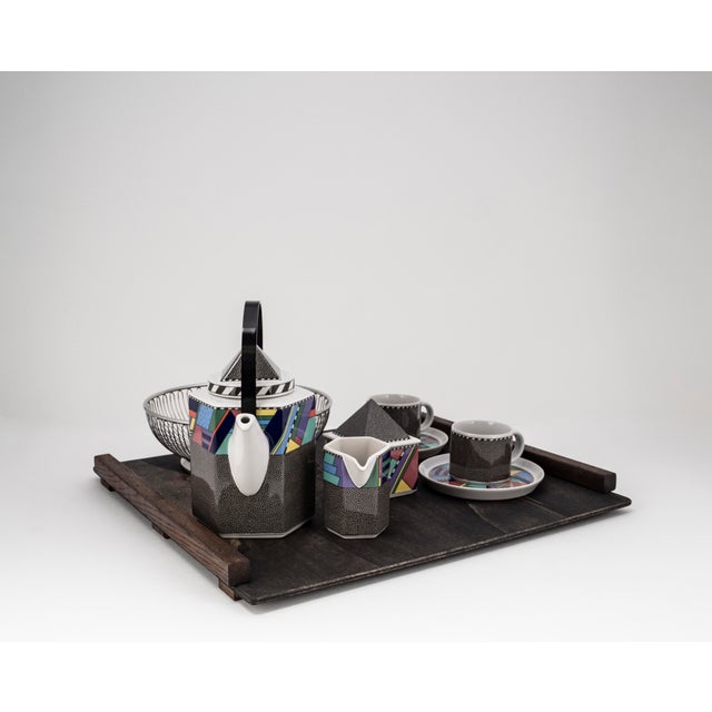 Tea Set with Wooden Tray by Rosenthal & Alessi, 1990, Set of 11 For Sale - Image 10 of 15