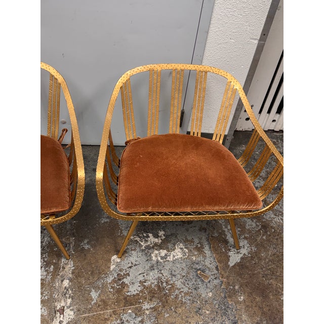 Gold Cb2 Gala Gold Lounge Chairs, Pair. For Sale - Image 8 of 12