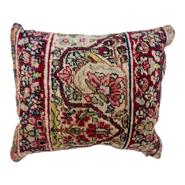 1960s Pillow With Antique Kirman Rug For Sale