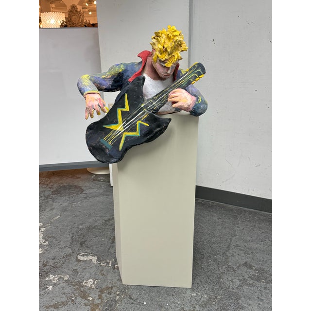 Bondene Allen Ceramic Figural Rock Star Sculpture + Pedestal Stand, Circa 1989 For Sale - Image 12 of 12