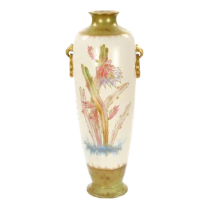 Tall Antique Hand Painted & Gilt Decorated German Porcelain Decorative Vase