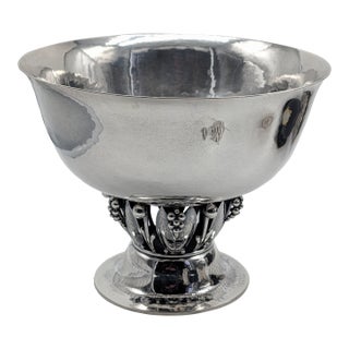 1930s Compote Pedestal Bowl. Georg Jensen Denmark Sterling Silver. #197a. 6" H For Sale